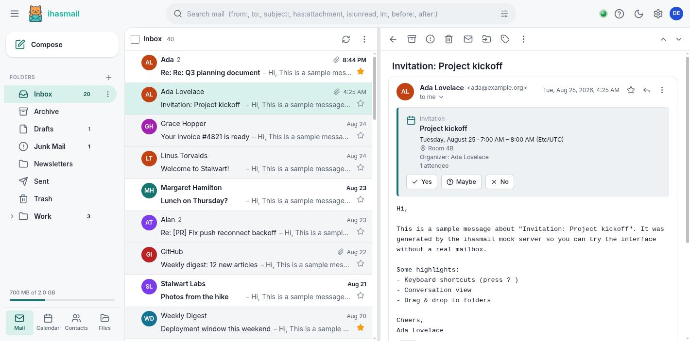 Inbox, light theme